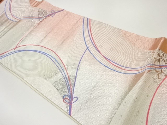 抽象孔雀羽模様織出し袋帯